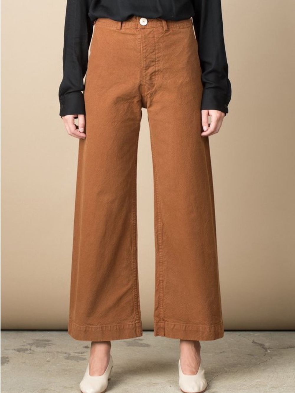 Jesse Kamm Cotton Canvas Sailor Pants Sz 2 in Skin Tone 34 Clay Color